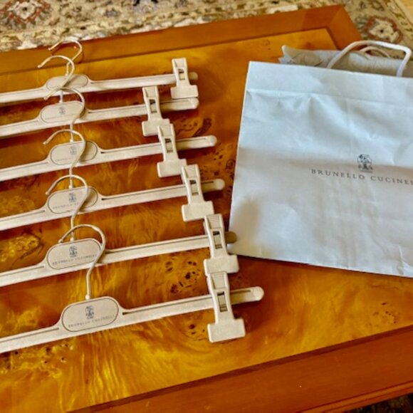 BRUNELLO CUCINELLI Adjustable Clips Pants Hangers, "6" Pack"& BC Shopping BAG! - Picture 1 of 5